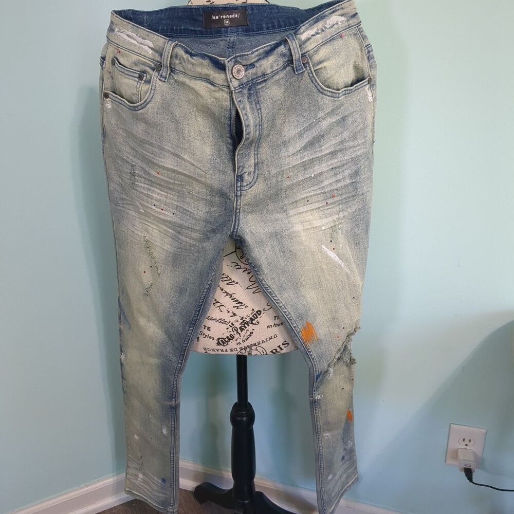 Serenede Jeans Men’s 38 Paint Splatter AOP Made With Love Stretch